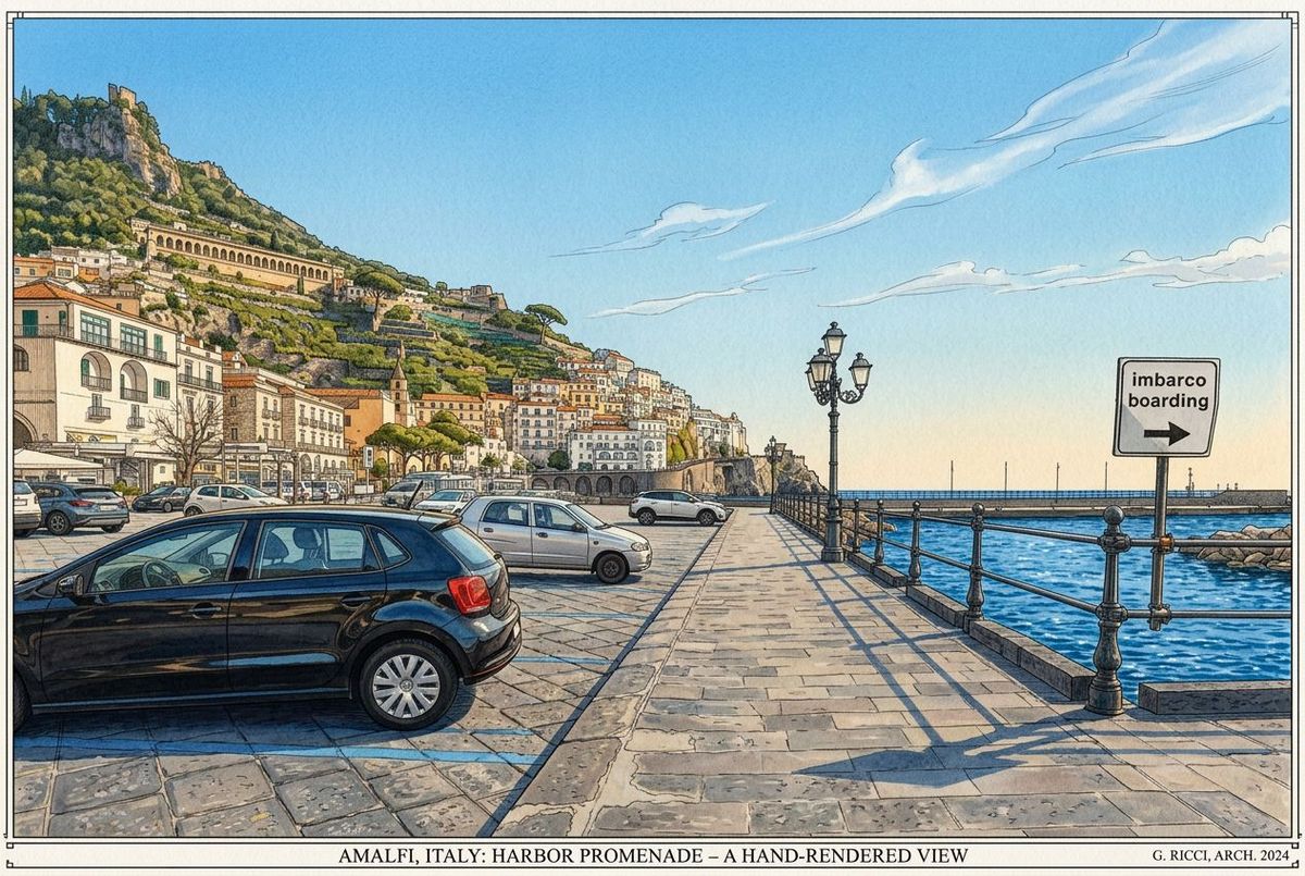 Amalfi harbor promenade